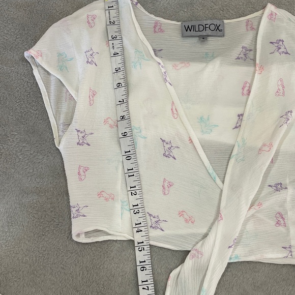 Wildfox Couture Short Sleeve Wrap Top Size Small - Picture 9 of 9